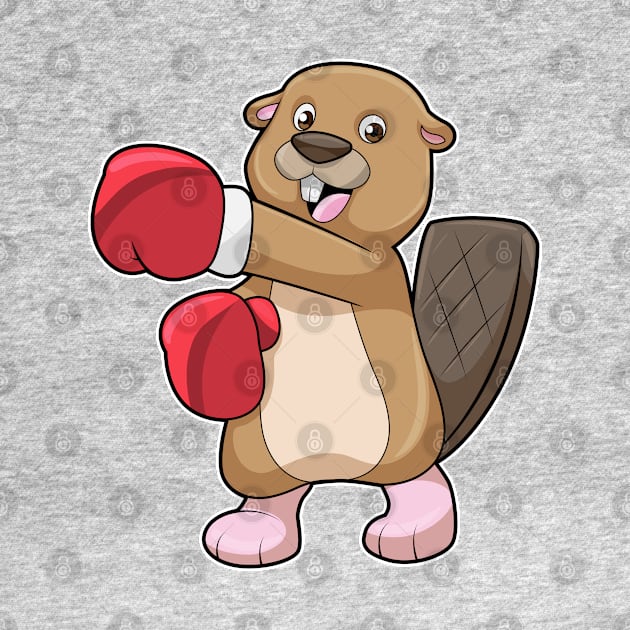 Beaver at Boxing with Boxing gloves by Markus Schnabel